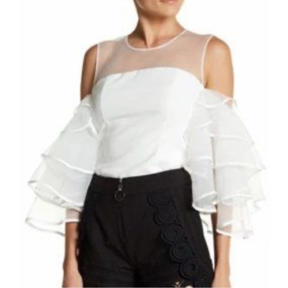 NWT Garcia Cold Shoulder top ruffle sleeve small